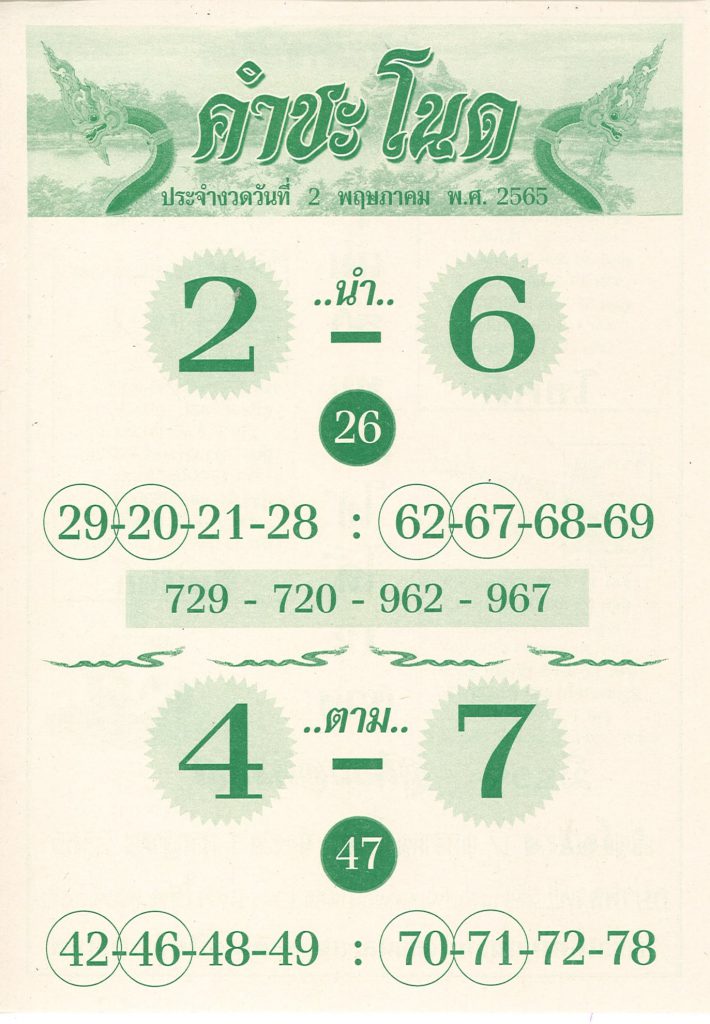 หวยคำชะโนด 02/5/65